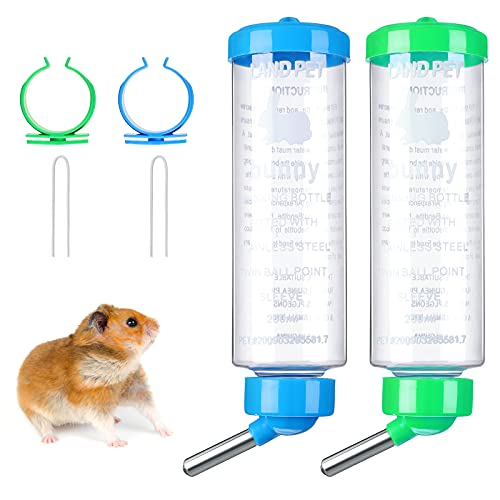 2 Piezas Botellas de Agua de Conejillo de Indias de 8,45 oz, Botella para Beber de Gran Capacidad sin Goteo para Animales Pequeños Hurón Hamster Cobaya Chinchilla (Azul, Verde)