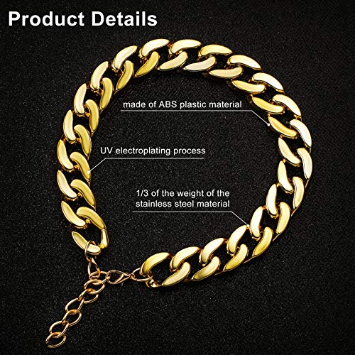 2 Piezas Cadenas de Eslabones de Perro Collar Cadena de Dorado de Plástico ABS de Perro Disfraz de Perrito (14 Inch (35+7 cm))