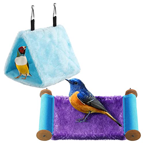 2 piezas de cama cálida para pájaros, choza, hamaca para pájaros, periquito, cueva, tienda colgante, nido para dormir, accesorios para casa