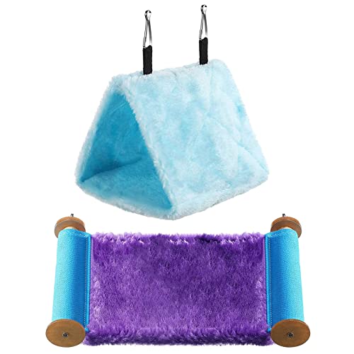 2 piezas de cama cálida para pájaros, choza, hamaca para pájaros, periquito, cueva, tienda colgante, nido para dormir, accesorios para casa