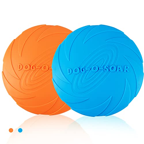 2 Piezas Frisbees de Perro, Juguete de Disco Volador para Perro, Perros interactivos Frisbee, Juguete para Masticar Mascotas de Goma, Ideal para Entrenar, lanzar, atrapar y Jugar