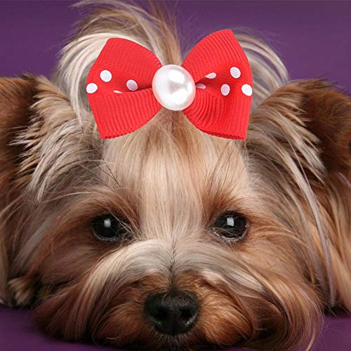 20 Unids Pet Bowknot Cuerda de Pelo Perro Gato Perla Arco de Goma Bandas Encantador Teddy Topknot Pet Grooming Headwear Puppy Kitten Hair Bows Accesorios