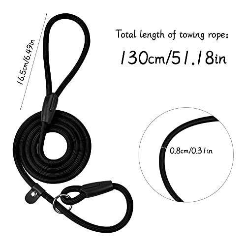 2Pcs Cuerda de Correa Ajustable de Nylon Trenzada Correa Retriever Cuerda de Entrenamiento Correas para Perros Pequeños Medianos Grandes (Negro+Negro)