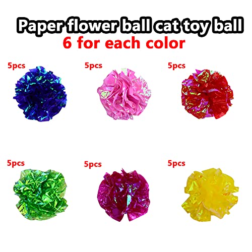 30PCS Juguetes del Gato , Coloridos Balls, Juguete Interactivo Gato, Juguetes para Gatos, Pelotas de Juguete Bolas para Gato Gatito Juguetes