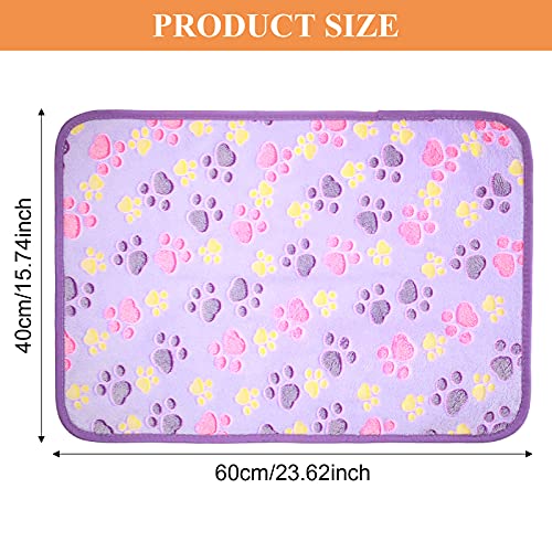 4 Mantas de Cachorro Perro Mascota Manta con Estampado de Pata Tapete de Dormir Suave Cálida Manta de Gatito Perrito Tapete de Cama de Tirar Perrito (Blanco, Café, Rosa, Morado, Pequeño)