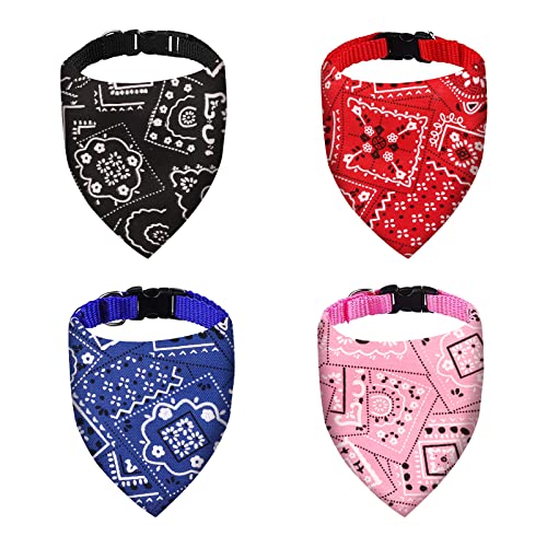 4 Piezas Bandanas para Perros,Baberos Triangulares para Mascotas,Pañuelo para Perro,Pañuelo Ajustable para Cuello,Accesorios lavable para Disfraces de Mascotas,para Pequeño Mediano Grande Perros Gatos