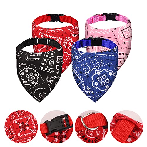 4 Piezas Bandanas para Perros,Baberos Triangulares para Mascotas,Pañuelo para Perro,Pañuelo Ajustable para Cuello,Accesorios lavable para Disfraces de Mascotas,para Pequeño Mediano Grande Perros Gatos