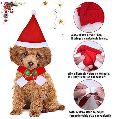 4 Piezas de Sombrero Bufanda Collar Campana Pajarita de Mascotas de Navidad para Perros Gatos Mascotas Pequeños (B)