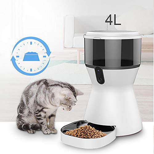 4L Automático Alimentador De Mascotas Dog Cat Food Dispensador De Alimentos Máquina De Alimentación De Mascotas Con Cámara Remota De Cámara Interactiva Vigilancia Divertido Perro Gato Máquina