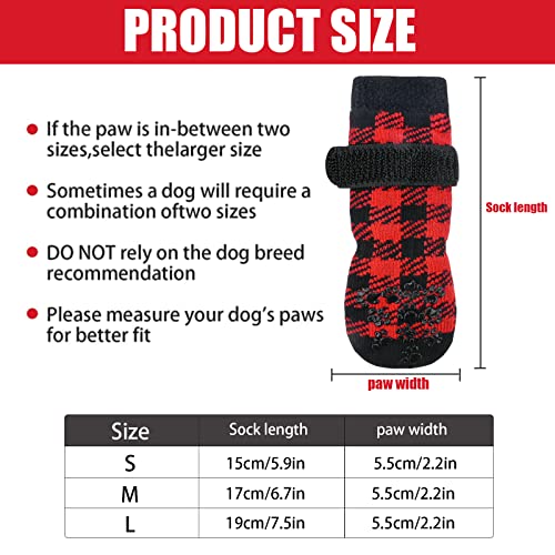 4Pcs Calcetines Antideslizantes para Perros con Correas Ajustables,Protección de Patas Calcetines para Mascotas Calcetines Antideslizantes Calcetines Antideslizantes Control de Tracción Protección S