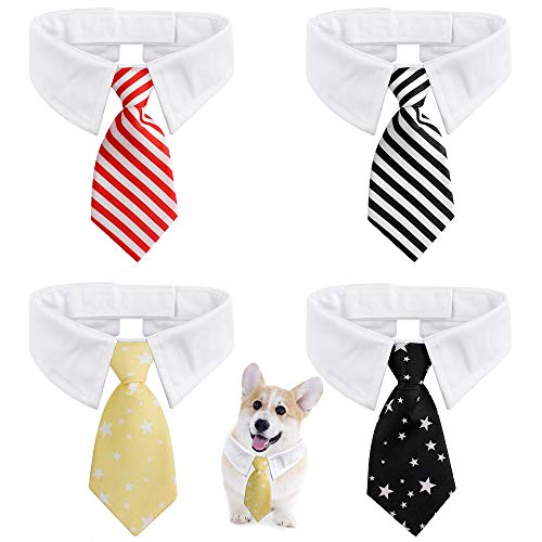 4pcs Pajarita de Mascotas Ropa Gato Corbatas de Mascotas Perros Gato, Pajarita Ajustables de Mascotas para Decorar Collar de Mascota (4 Colores, Tamaño Ajustable: 27-36 cm)