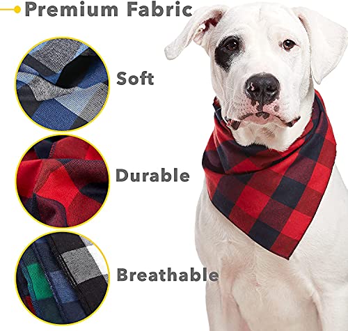 5 bandanas de perro para fiesta de cumpleaños, lavable, negro, verde, azul, rojo, amarillo, blanco, cuadrado, impresión a cuadros, babero doble reversible, 100% algodón