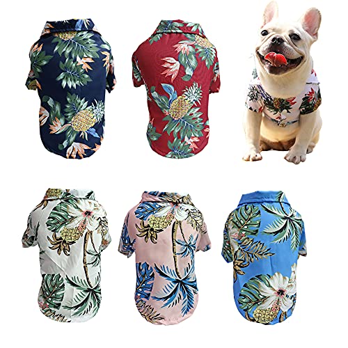 5 piezas con estampado de árboles, ropa para mascotas, camisas hawaianas para perros de verano