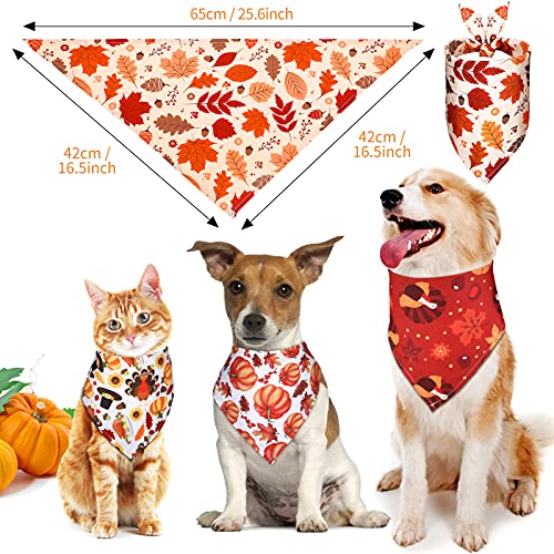 6 Bandanas de Perro de Acción de Gracias Pañuelo Triángulo de Perro de Calabaza, Pavo, Hojas de Arce, Otoño Pañuelo Babero Ajustable de Mascotas para Accesorios de Acción de Gracias