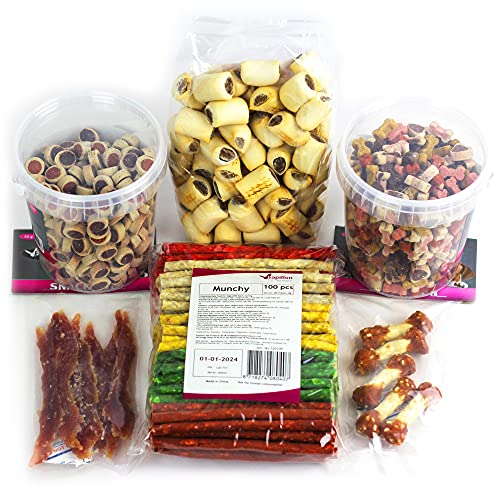 6 Packs de Snacks, Chuches y Premios para Perros Medianos y Grandes - Golosinas y Aperitivos para Premiar y Educar - 2300 g