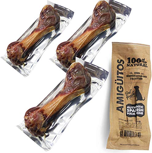 6 Pcs Hueso Jamon para Perros Natural al Vacio Grande Fortalecedor de Dientes Stick Dental Dog Snack 20 cm (Cada Unidad 340-350g) BPS-7613 * 6