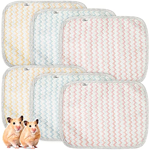 6 Piezas Forros de Jaula de Conejillo de Indias Almohadillas de Orina Lavables Alfombrilla de Cama de Mascotas Absorbente de Agua para Animales Pequeños Hámsters, 12 x 16 Pulgadas