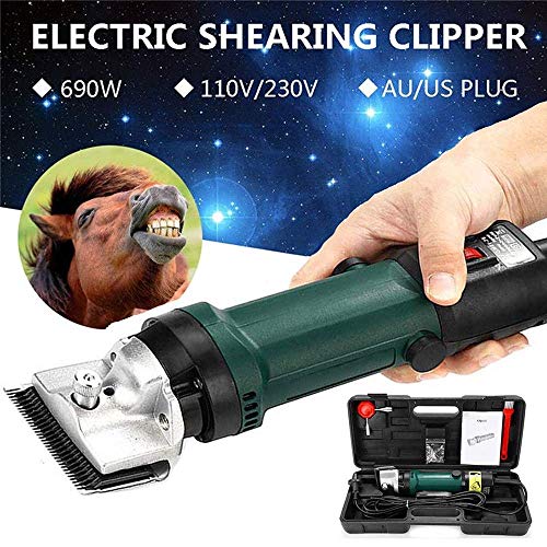 690W Esquiladora Caballo Profesional Eléctrico Aseo de Mascotas Kit, 6 Velocidades Ajustables, Enchufar Alto Voltaje Tarea Pesada Podadoras de Animales, Ideal para Caballos, Llamas, Vacas, Cabras