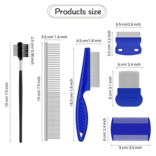 7 Peines de Quitamanchas de Lágrimas Peine para Ojos de Perro de Doble Cara Cepillo de Perros Pulgas Peine de Aseo de Doble Cabeza para Eliminación de Costras y Mocos de Mascotas