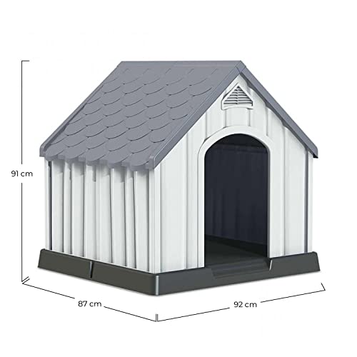 7H SEVEN HOUSE Caseta de Resina para Perros 92x87x91cm 7house | Caseta para Perros Grandes y Medianos | Caseta de Plástico 100% Reciclable y Ecológico | Caseta Mascota Exterior e Interior