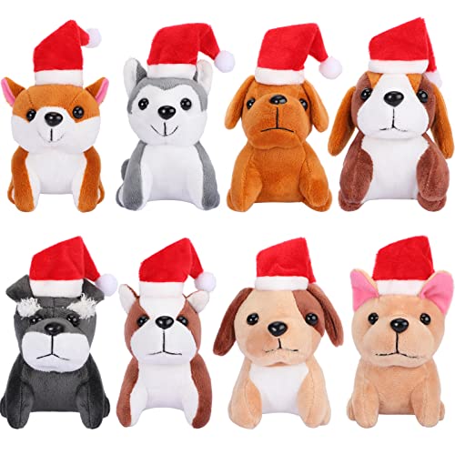 8 Mascotas de Peluche Animal de Felpa de 5 Pulgadas Juguetes de Peluche de Animal Lindo Surtido Animal de Relleno Pequeño para San Valentín (Perro con Sombrero)