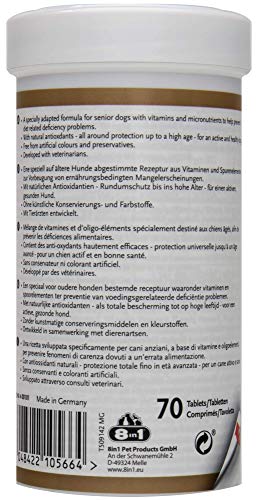 8in1 Pastillas Vitamina Multi para Perros Mayores, 70 tabletas