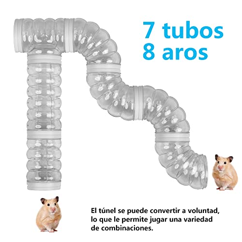 8PCS Hámster Tubo Play Túnel Tubo Hámster de Jaula Externa Túnel de Hámster Juguete Interactivo de Tubo de hámster para el hogar (Pack B, Blanco)