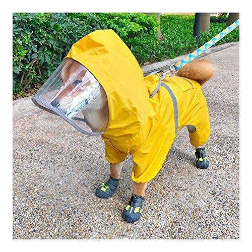 A1-Brave Chubasqueros Perro Impermeable Amarillo de Cuatro pies Impermeables Pet Supplies Ropa/Bichon del Perro del Schnauzer de Shiba Inu del Impermeable con Todo Incluido