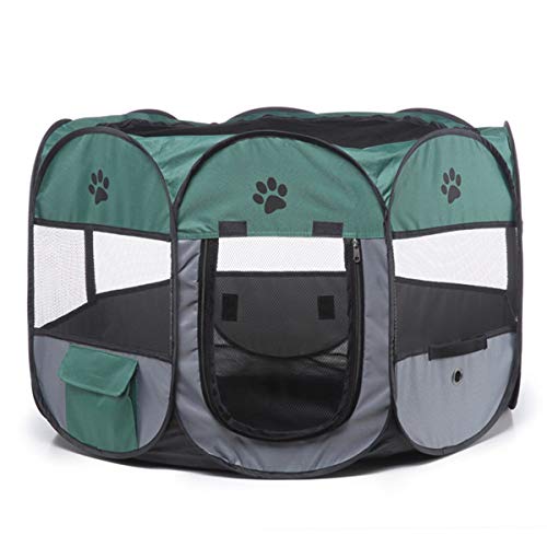 ABCD Jaula Plegable Portátil para Perros Perrera, Casa para Perros Interior/Exterior Criadero De Gatos Jaula De Chinchillas Patio De Juegos para Cachorros(S-73 * 73 * 43CM, Green)