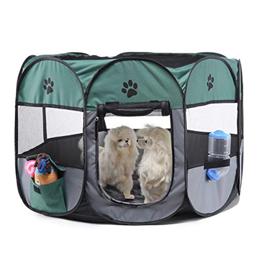 ABCD Jaula Plegable Portátil para Perros Perrera, Casa para Perros Interior/Exterior Criadero De Gatos Jaula De Chinchillas Patio De Juegos para Cachorros(S-73 * 73 * 43CM, Green)