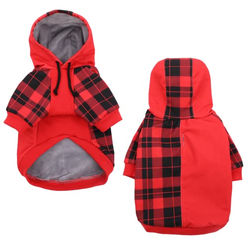 Abrigo cálido con capucha para perro, para mascotas, ropa para mascotas, ropa de invierno, abrigo con capucha, ropa para perro (XS, rojo)