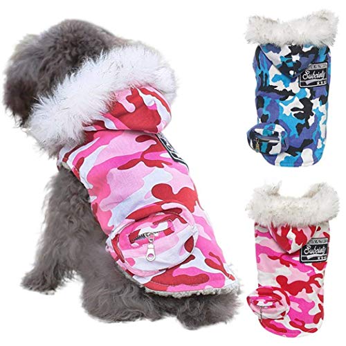 Abrigo cálido Impermeable para Mascotas, Ropa de Camuflaje para Perros, Chaqueta de Piel con Capucha para Chihuahua, Perros pequeños y Grandes