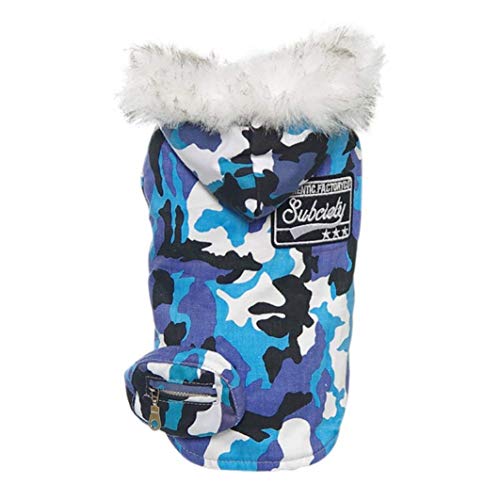 Abrigo cálido Impermeable para Mascotas, Ropa de Camuflaje para Perros, Chaqueta de Piel con Capucha para Chihuahua, Perros pequeños y Grandes