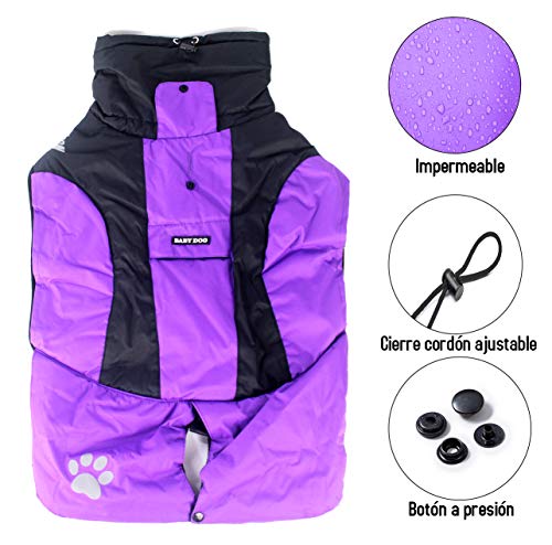 Abrigo Chaqueta para Perro, Caliente para Mascotas, Chaqueta Chubasquero Impermeable de Invierno, Cazadora Perro con Forro Polar, Ropa para Perro. (7L, 1206 Morado)