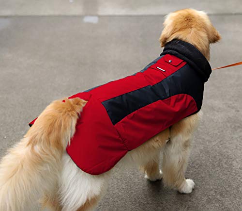 Abrigo Chaqueta para Perro, Caliente para Mascotas, Chaqueta Chubasquero Impermeable de Invierno, Cazadora Perro con Forro Polar, Ropa para Perro. (9L, 1206 Rojo)