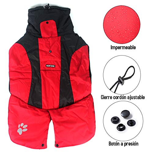 Abrigo Chaqueta para Perro, Caliente para Mascotas, Chaqueta Chubasquero Impermeable de Invierno, Cazadora Perro con Forro Polar, Ropa para Perro. (9L, 1206 Rojo)