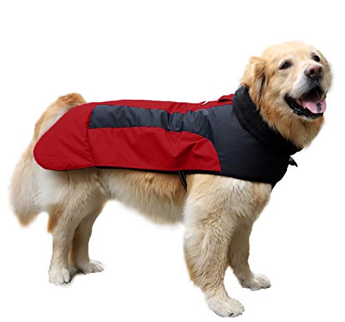 Abrigo Chaqueta para Perro, Caliente para Mascotas, Chaqueta Chubasquero Impermeable de Invierno, Cazadora Perro con Forro Polar, Ropa para Perro. (9L, 1206 Rojo)