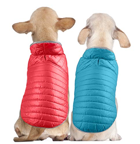 ABRRLO Chaqueta de invierno para perros, abrigo para perros, impermeable, reflectante, sin mangas, reversible, de plumón cálido, para otoño e invierno