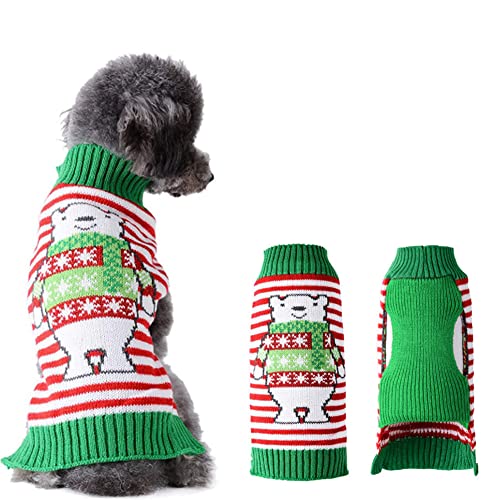 ABRRLO Jersey de punto para perros para fiestas de Navidad, invierno, regalo para perros pequeños y medianos (oso 01,M)