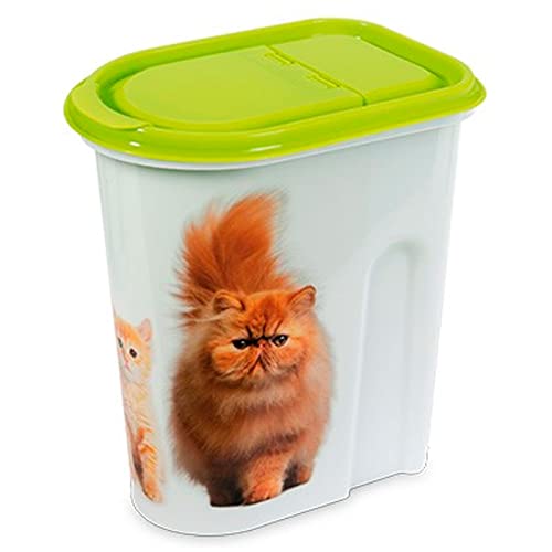 Acan Contenedor Comida para Mascotas, Tapa abatible, Bote, Tarro, Recipiente para pienso, Perros, Gatos, 5,7 litros, 24 x 25,5 x 14 cm, diseño Aleatorio