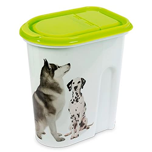 Acan Contenedor Comida para Mascotas, Tapa abatible, Bote, Tarro, Recipiente para pienso, Perros, Gatos, 5,7 litros, 24 x 25,5 x 14 cm, diseño Aleatorio