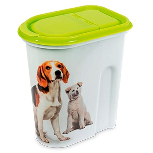 Acan Contenedor Comida para Mascotas, Tapa abatible, Bote, Tarro, Recipiente para pienso, Perros, Gatos, 5,7 litros, 24 x 25,5 x 14 cm, diseño Aleatorio