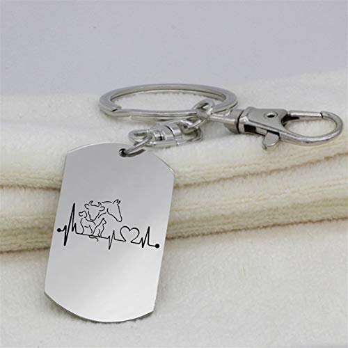 Accesorios El Latido del corazón del Collar de la Vaca de Caballo del Gato de Acero Inoxidable Divertido Creativo Colgante Animal del Collar de Perro Regalo (Metal Color : Keychain)