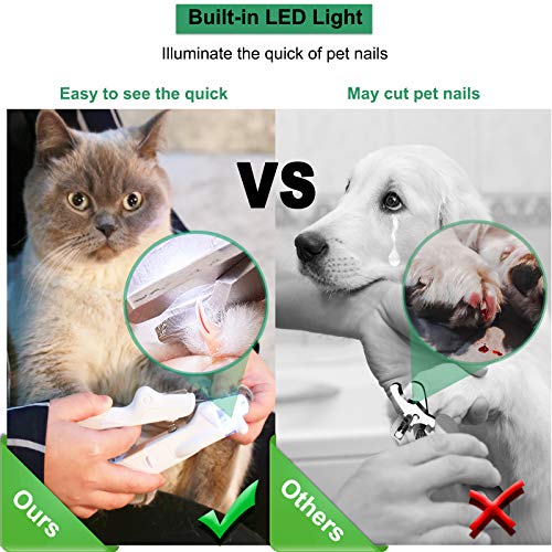 ACE2ACE Cortauñas Animales con Luz LED, Cortauñas Perro y Gato LED - Evite Cortar los Vasos sanguíneos, Cortauñas Mascotas con Lima de Uñas Plegable, Perros, Gatos, Conejas y Veterinaria Utilizar