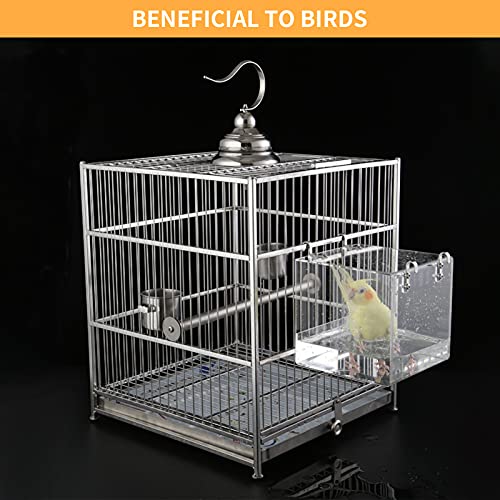 Aceshop Bañera de Pájaros Colgante Para Bañera De Pájaros Caja de Baño de Acrílico Transparente Accesorio para Jaula de Pájaros con Ganchos para Novias Medianas y Grandes para Canario Loro 16x16x16cm