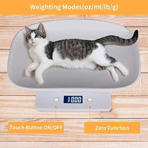 Aceshop Báscula Digital para Mascotas con Pantalla LCD, 4 Modos de Pesaje (oz/ml/LB/g) para Mascotas y Cocina Que Miden Gatos Pequeños, Perros, Alimentos, Capacidad de hasta 10kg/ 2lb