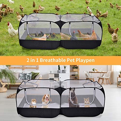 Aceshop Corralito para Mascotas Plegable para Animales Pequeños Transparente 2 en 1 Tienda para Mascotas Recinto para Mascotas Transpirable Gallinero Jaula para Animales Pequeños Pollo Pato