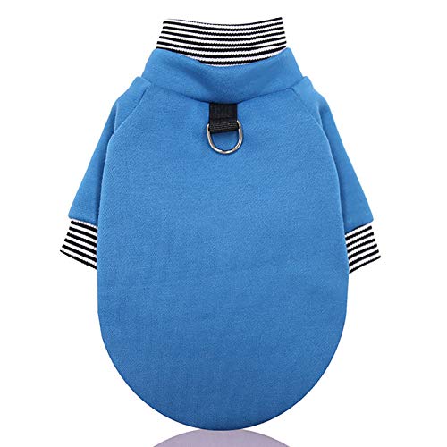 AchidistviQ Chaleco de perro de moda chaqueta de perro abrigo cierre de cremallera y correa anillo clima frío para perro pequeño interior suéter chaleco - Lago azul XS