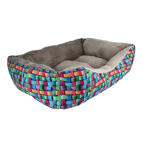 Acomoda Textil - Cama para Perros, Cuna para Mascotas Estampado Digital con Coralina, Cómoda, Cálida y Mullida. (Grande(78x60x22), Gris)