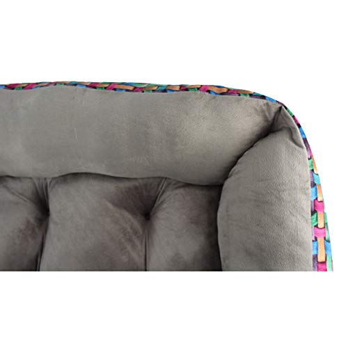 Acomoda Textil - Cama para Perros, Cuna para Mascotas Estampado Digital con Coralina, Cómoda, Cálida y Mullida. (Grande(78x60x22), Gris)